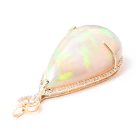 24.52 Ct Pear Cabochon Natural Opal 14K Gold Pendant