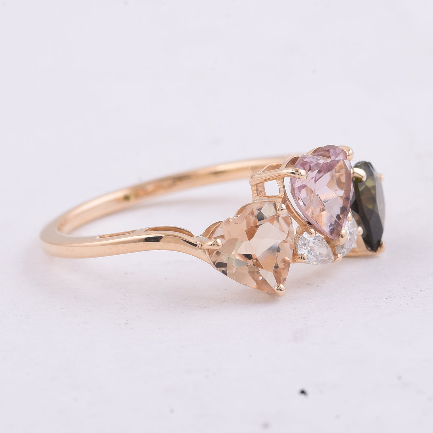 1.98 Ct Heart Natural Multi-Coloured Tourmaline 14K Gold Ring