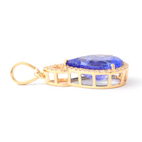 3.03 Ct Pear Mixed Cut Natural Tanzanite 14K Gold Pendant