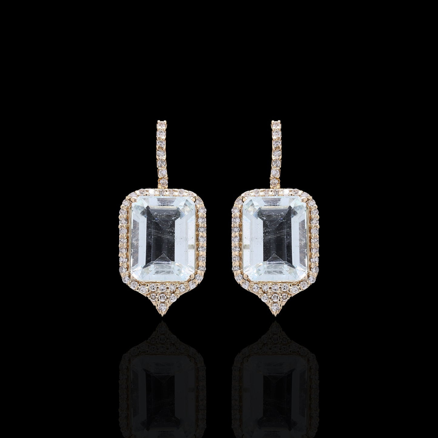 4.86 Ct Octagon Natural Aquamarine 14K Gold Earrings