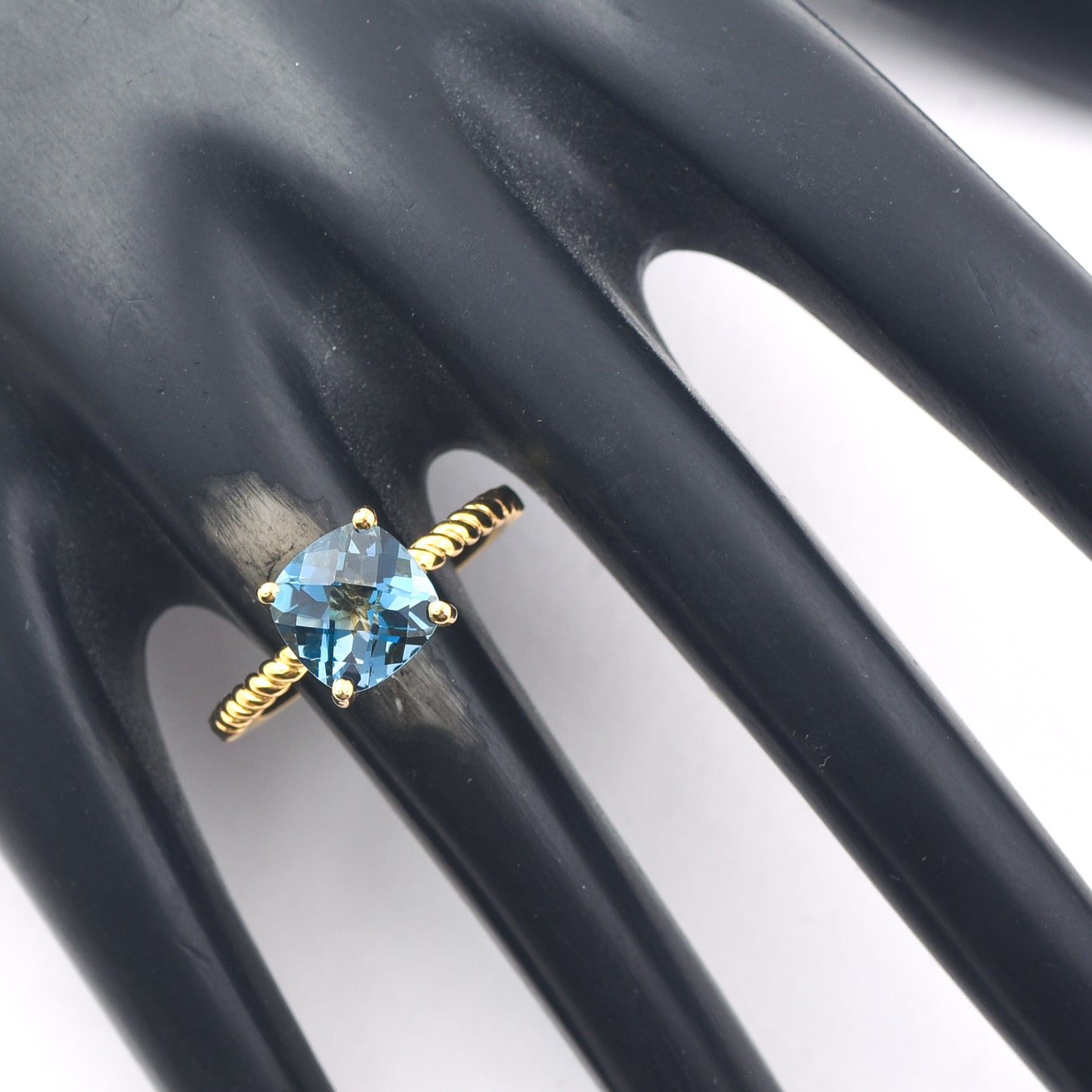 2.73 Ct Cushion London Blue Topaz 925 Sterling Silver Ring