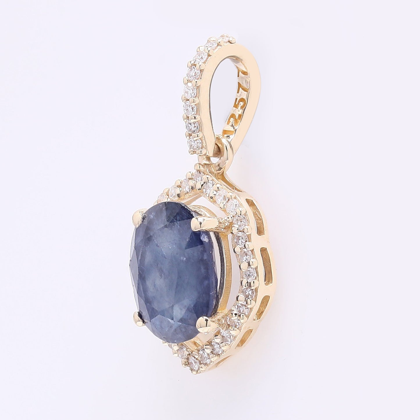 1.73 Ct Oval Mixed Cut Natural Sapphire 14K Gold Pendant