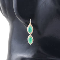 2.24 Ct Marquise Mixed Cut Natural Emerald 14K Gold Earrings