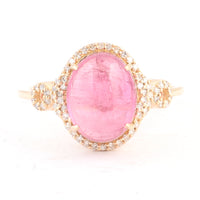 4.71 Ct Oval Cabochon Natural Tourmaline 14K Gold Ring