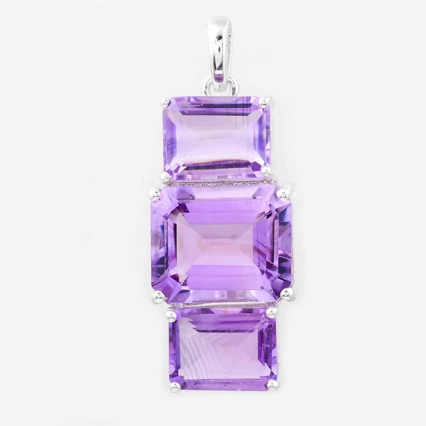 9.68 Ct Octagon Amethyst, 925 Sterling Silver Pendant