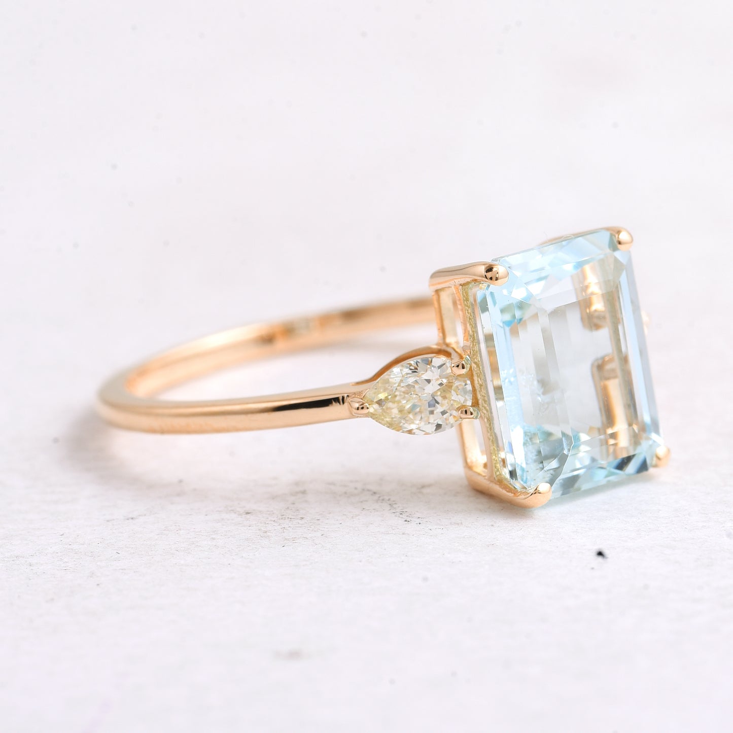 2.48 Ct Octagon Step Cut Natural Aquamarine 14K Gold Ring