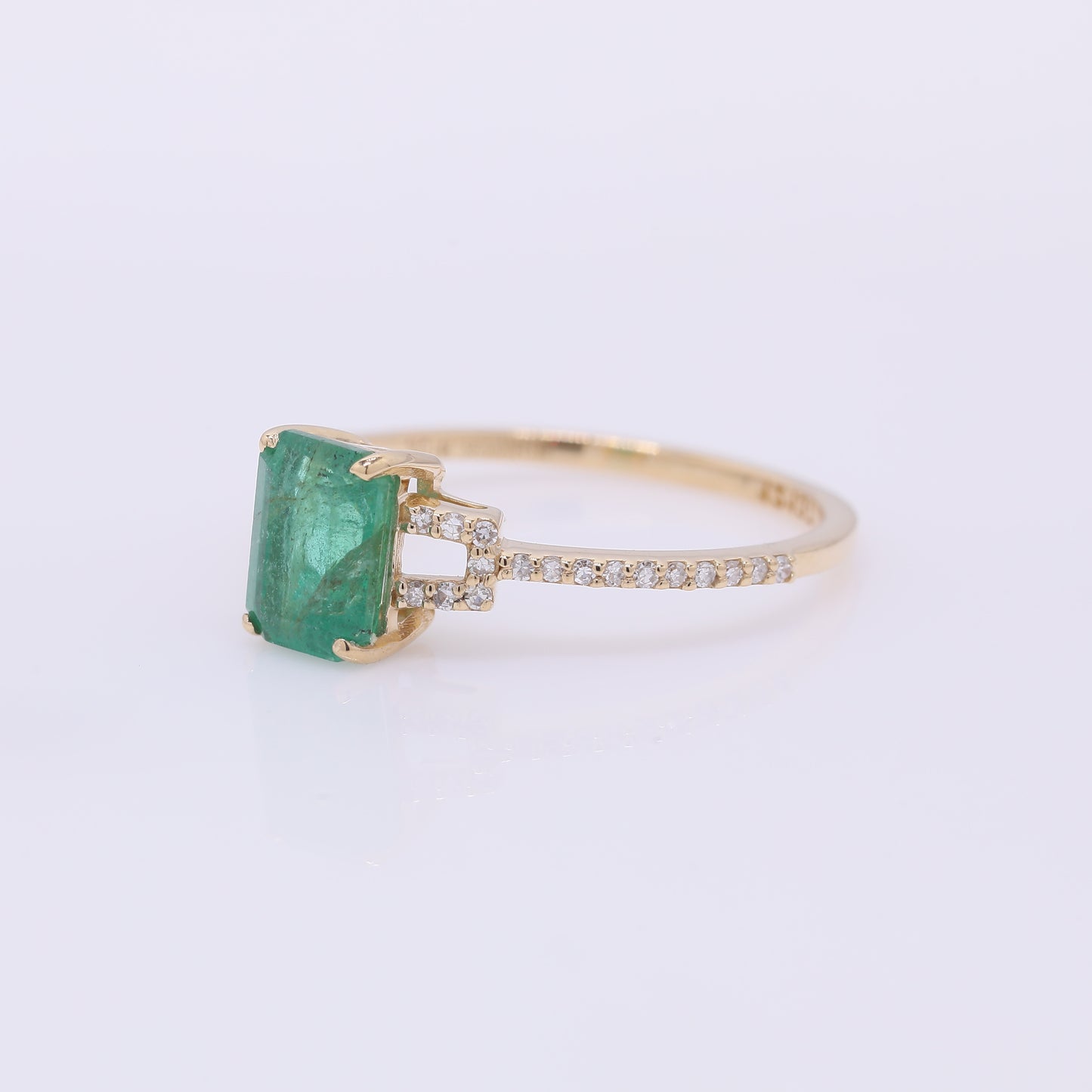 1.22 Ct Octagon Step Cut Natural Emerald 14K Gold Ring