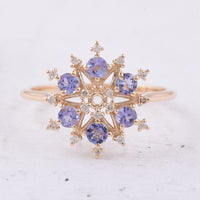 0.53 Ct Round Natural Tanzanite 14K Gold Ring