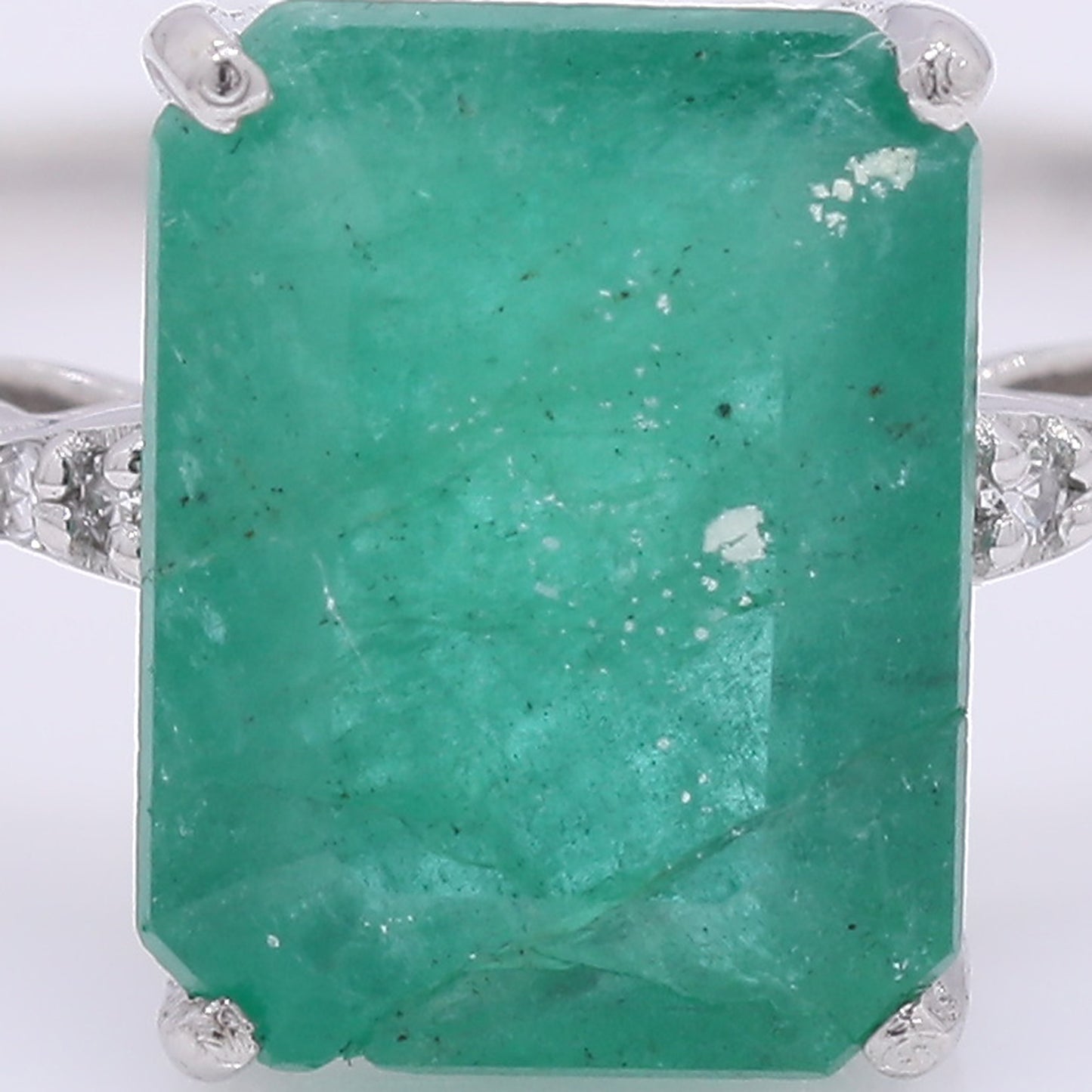2.58 Ct Octagon Step Cut Natural Emerald 950 Platinum Ring