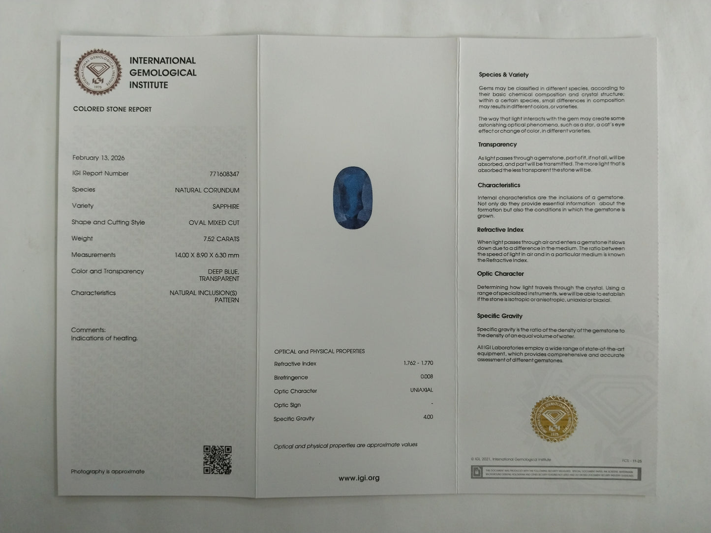 7.52 Natural Corundum Sapphire Oval Mixed Cut Gemstone