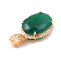4.82 Ct Oval Mixed Cut Natural Emerald 14K Gold Pendant