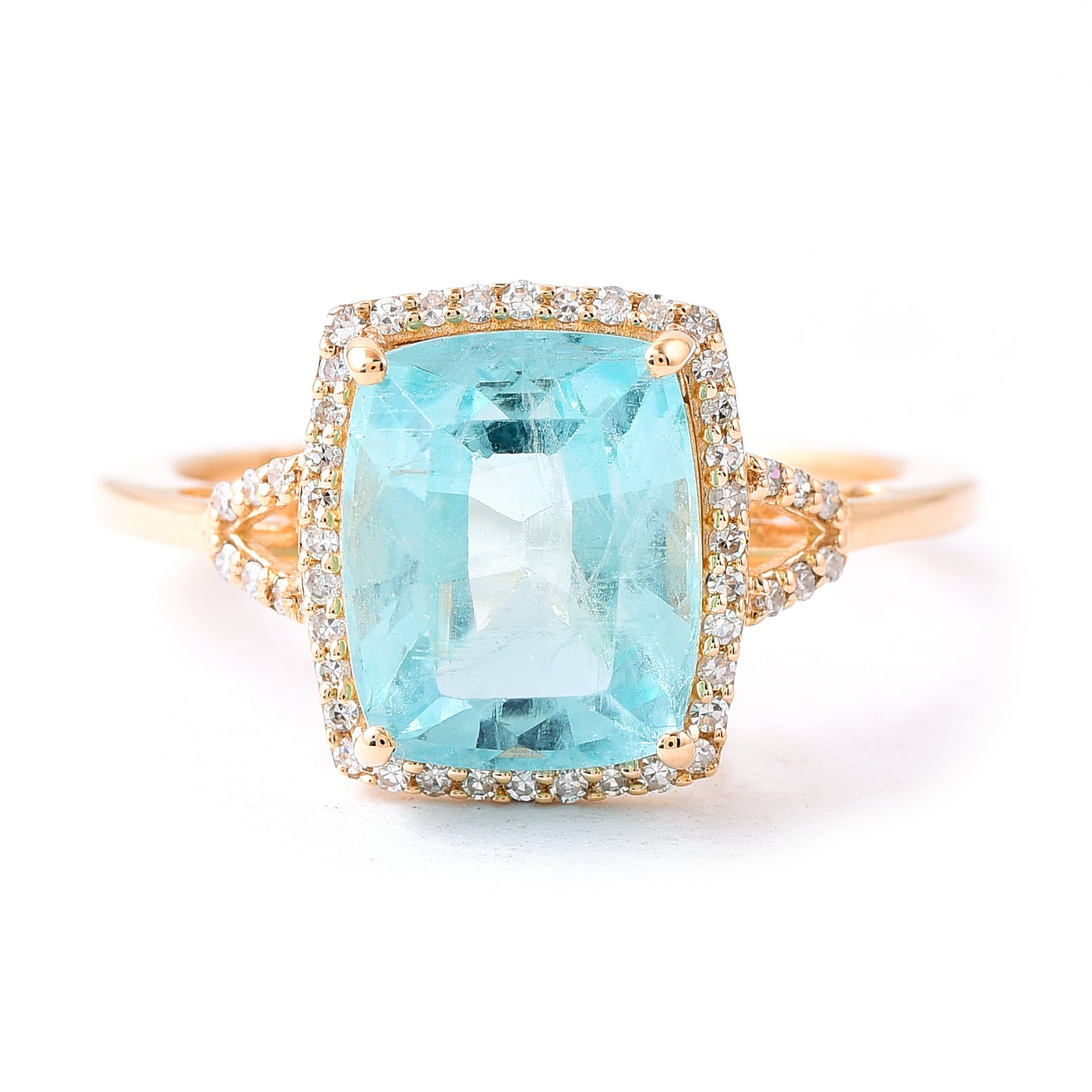 3.95 Ct Cushion Mixed Cut Natural Emerald 14K Gold Ring
