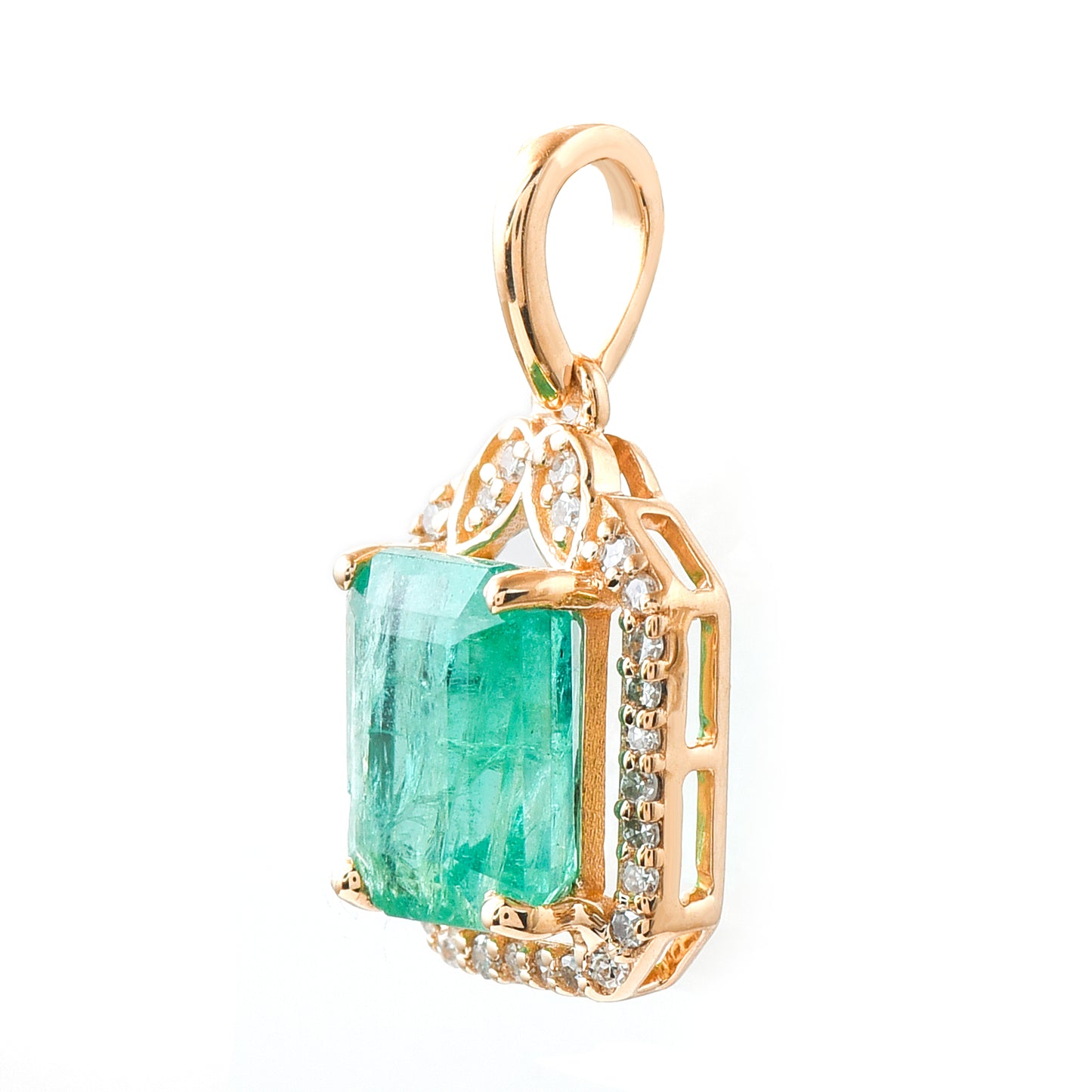1.57 Ct Octagon Emerald 14K Gold Pendant