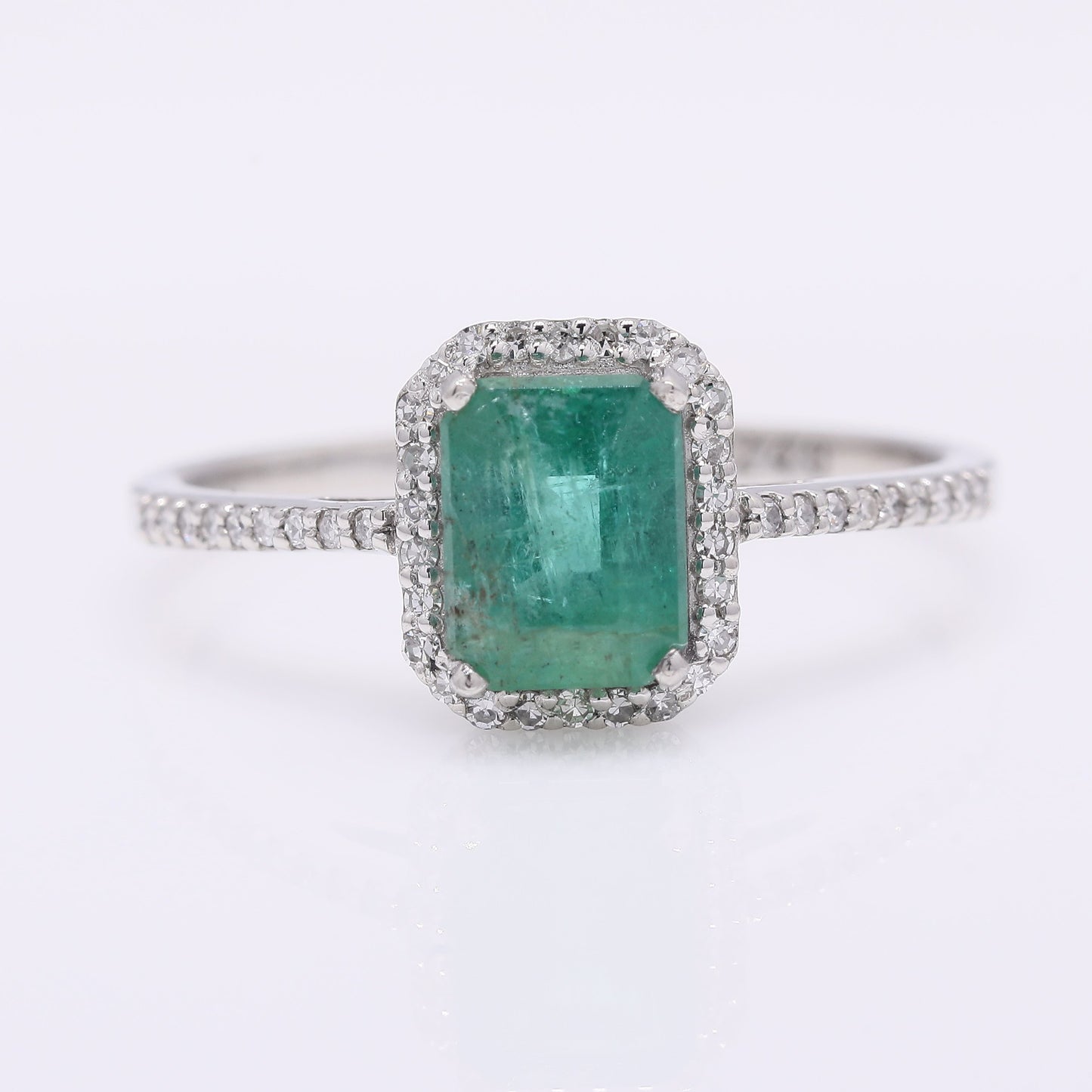 1.32 Ct Octagon Step Cut Natural Emerald 950 Platinum Ring