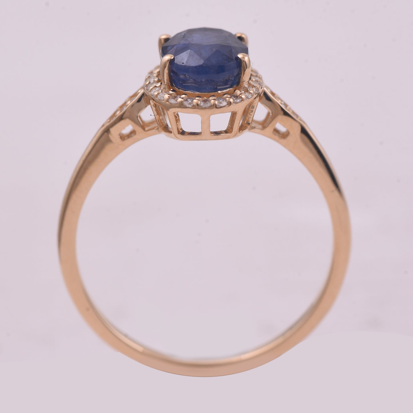 2.03 Ct Oval Mixed Cut Natural Sapphire 14K Gold Ring