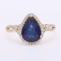 2.36 Ct Pear Mixed Cut Natural Sapphire 14K Gold Ring