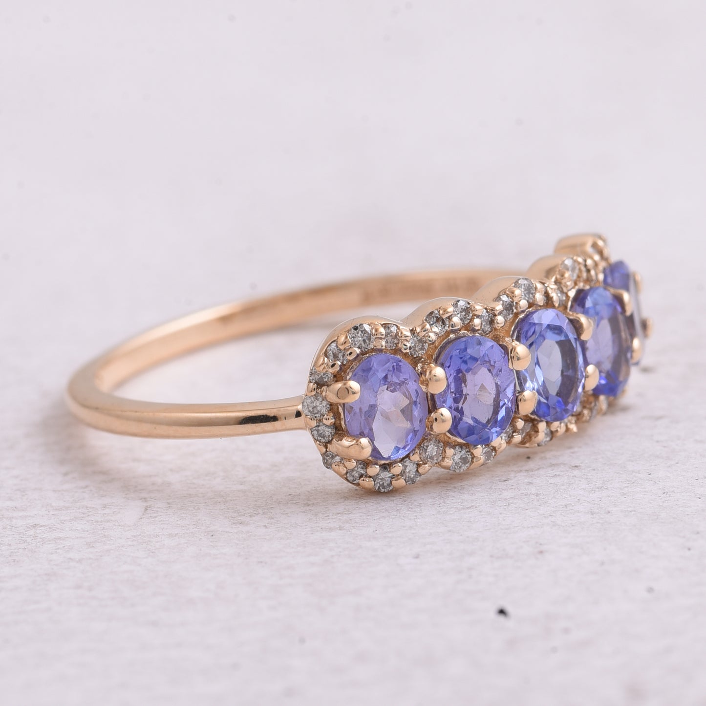 1.05 Ct Oval Mixed Cut Natural Tanzanite 14K Gold Ring