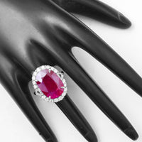 13.30 Ct Cushion Ruby 950 Platinum Ring