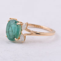 2.10 Ct Oval Natural Emerald 14K Gold Ring