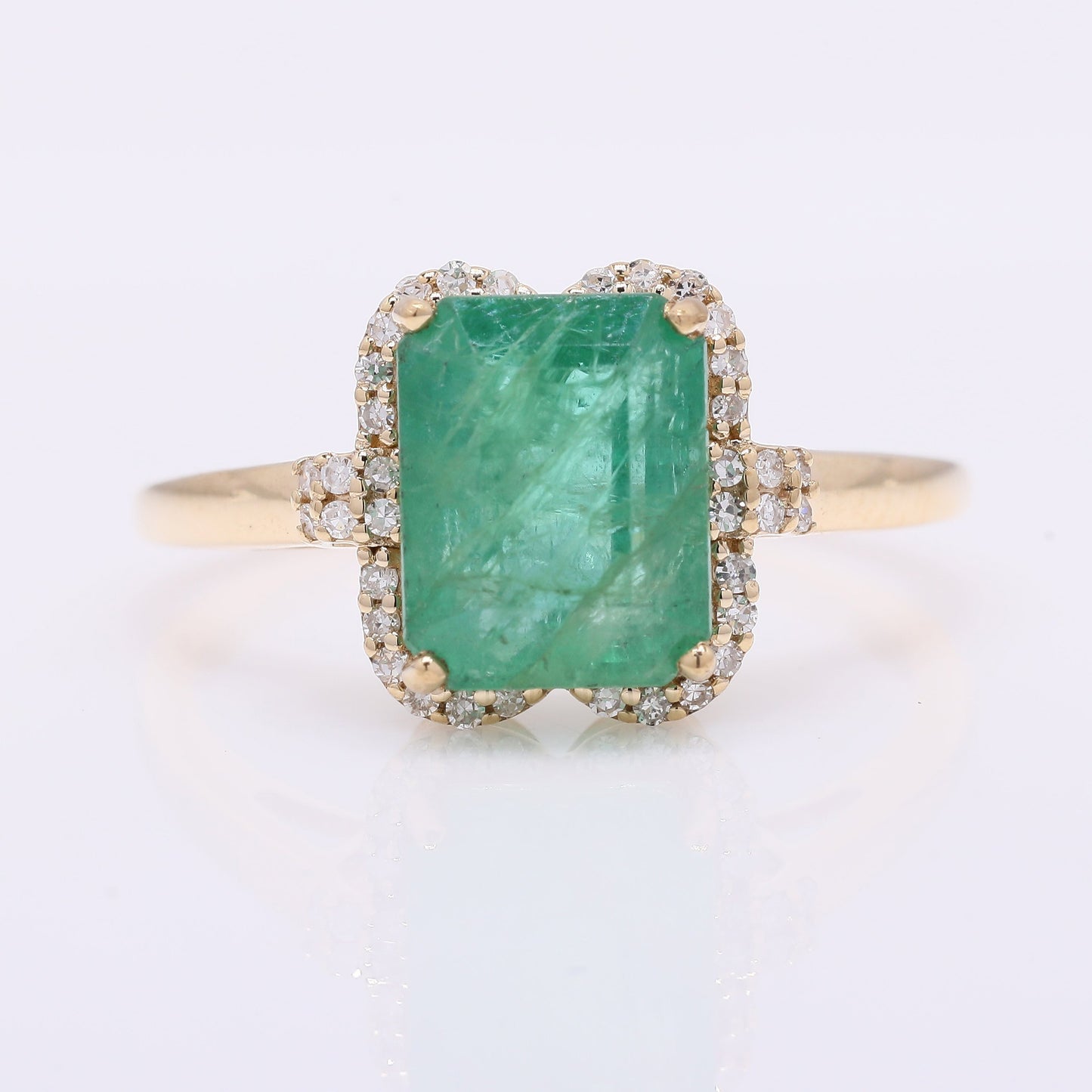 2.96 Ct Octagon Step Cut Natural Emerald 14K Gold Ring