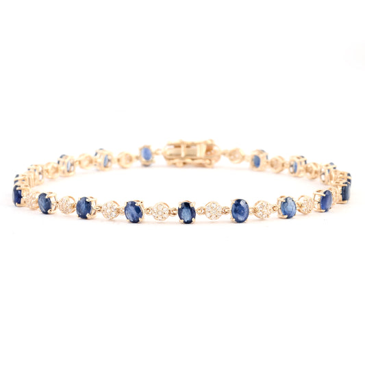 4.45 Ct Oval Sapphire 14K Gold Bracelet