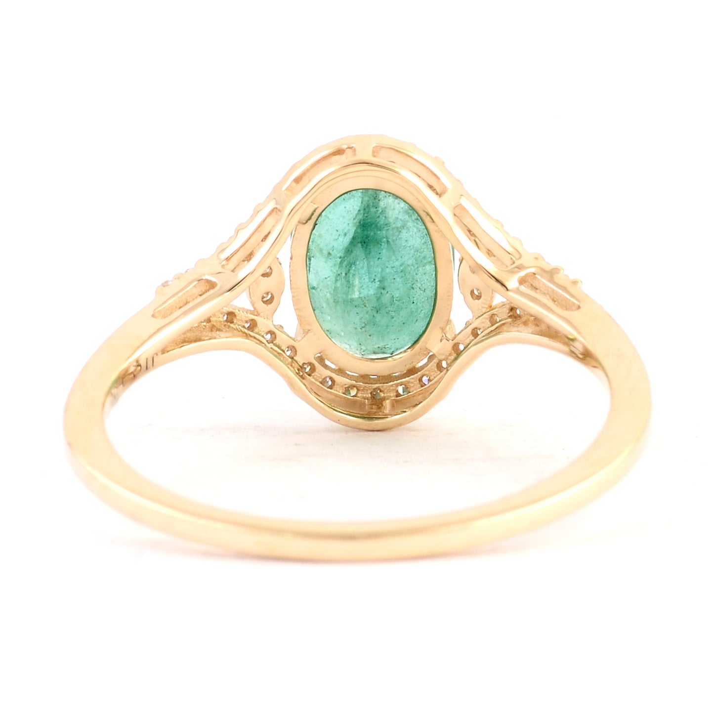 1.15 Ct Oval Mixed Cut Natural Beryl Emerald 14K Gold Ring