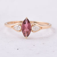 0.59 Ct Marquise Natural Pink Tourmaline 14K Gold Ring