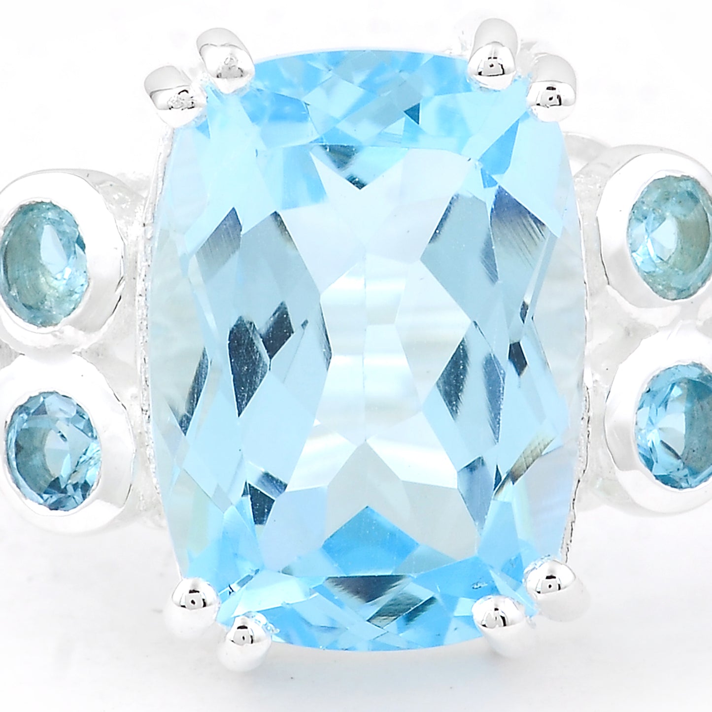 9.53 Ct Cushion Blue Topaz 925 Sterling Silver Ring