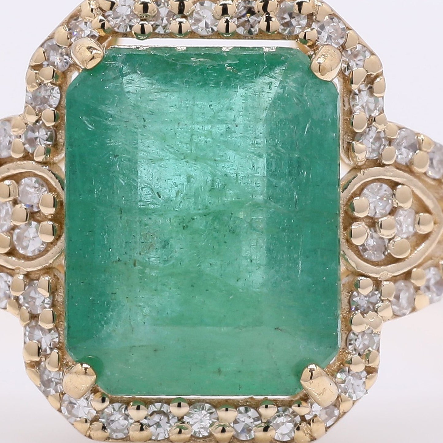 2.75 Ct Octagon Step Cut Natural Emerald 14K Gold Ring