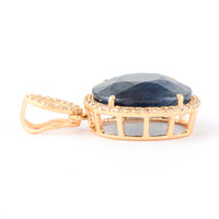 7.08 Ct Oval Mixed Cut Natural Sapphire 14K Gold Pendant