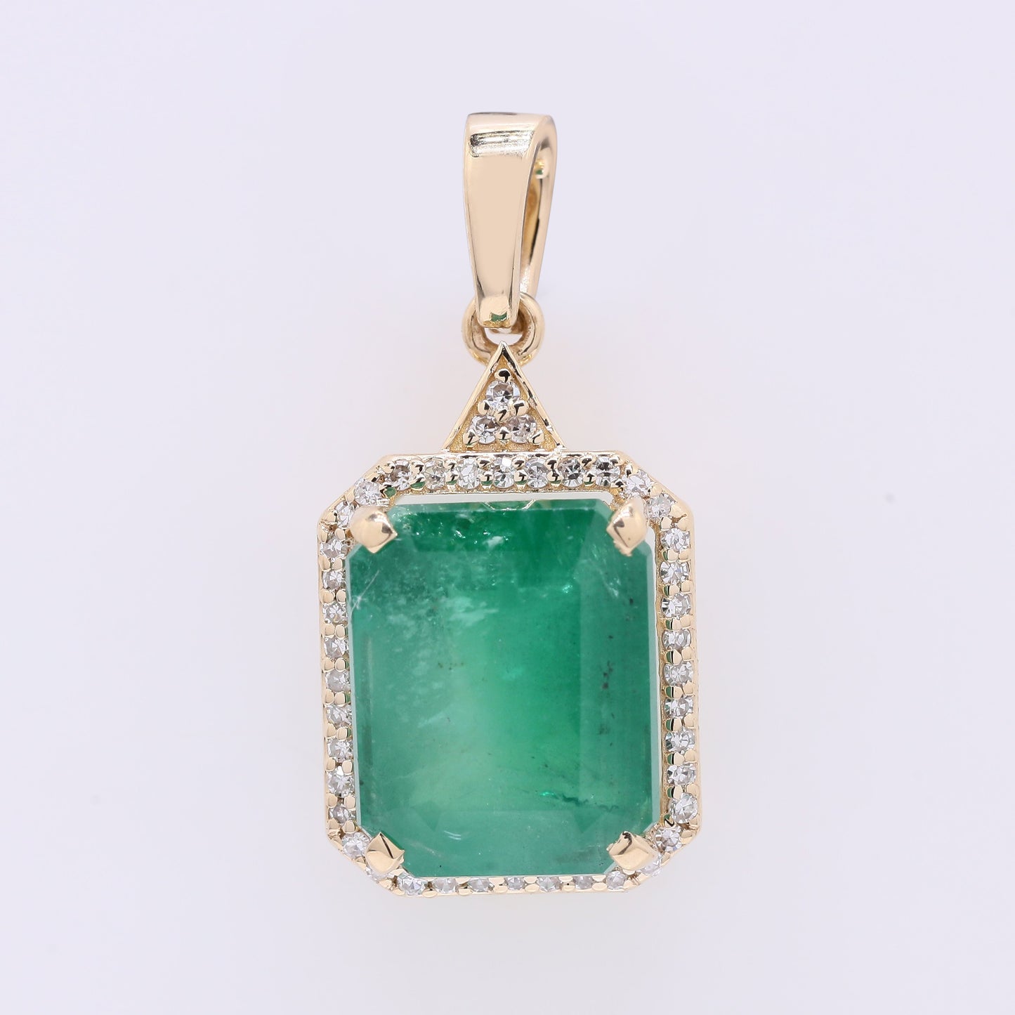 5.44 Ct Octagon Step Cut Natural Emerald 14K Gold Pendant
