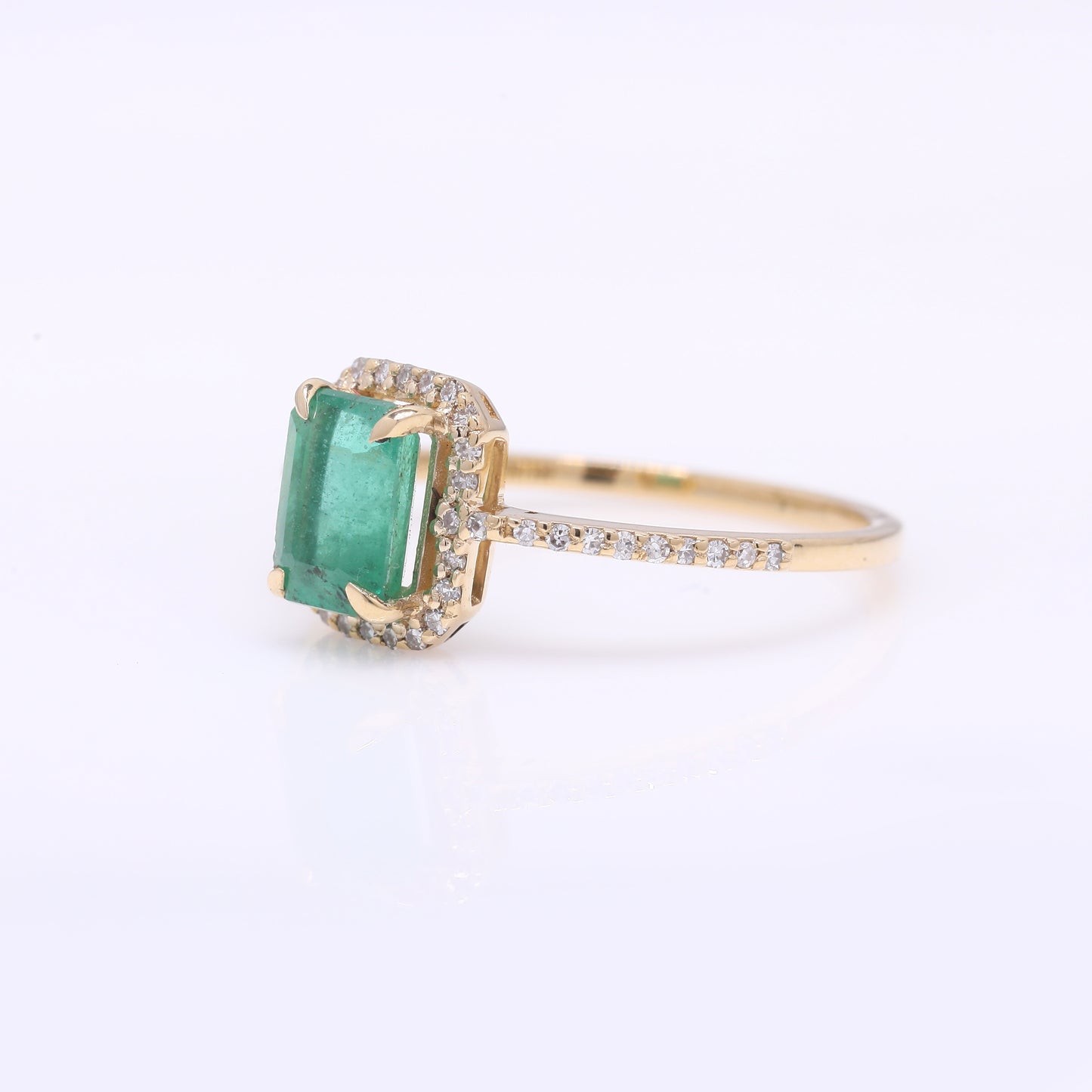 1.19 Ct Octagon Step Cut Natural Emerald 14K Gold Ring