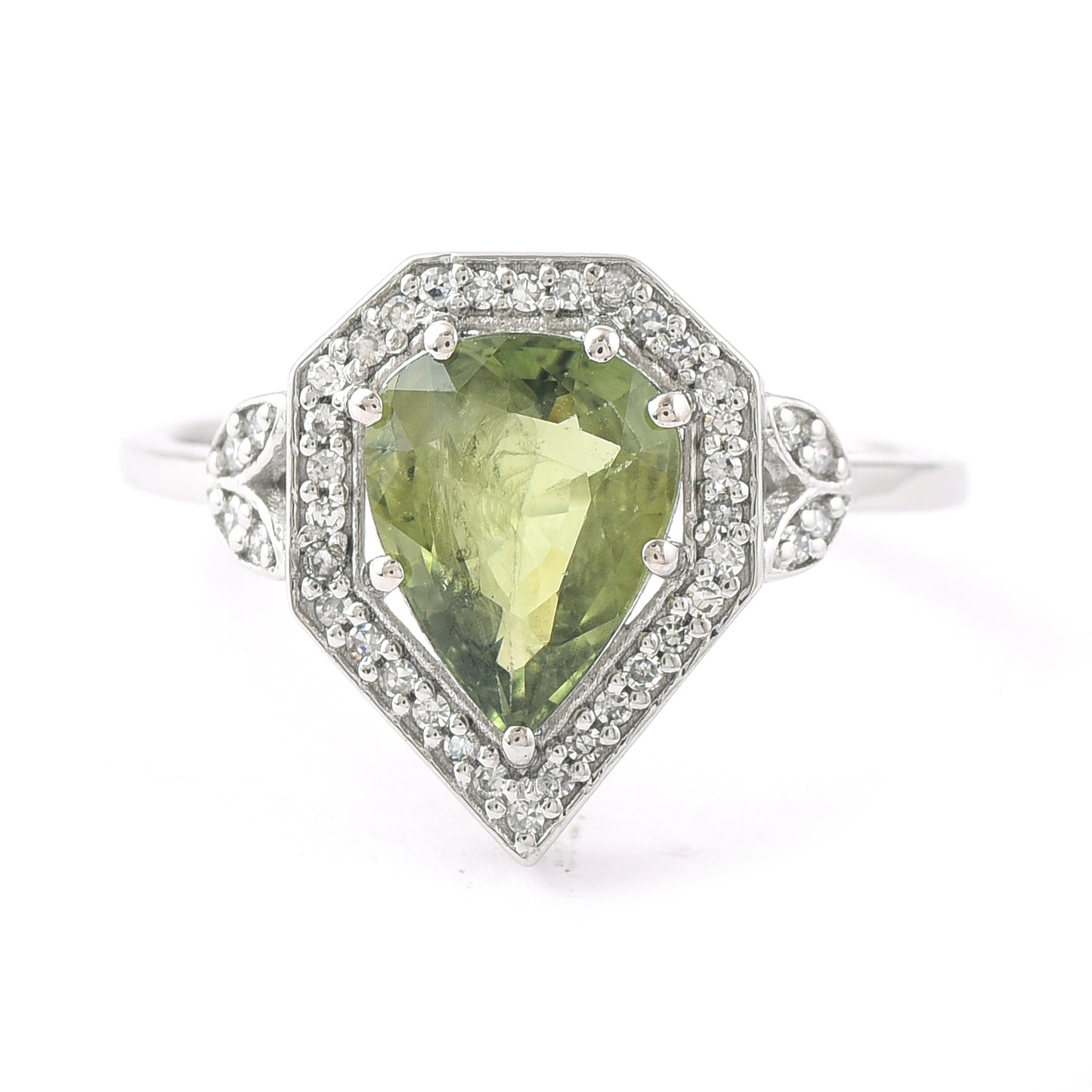 1.96 Ct Pear Mixed Cut Natural Green Sapphire 950 Platinum Ring