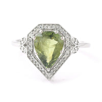 1.96 Ct Pear Mixed Cut Natural Green Sapphire 950 Platinum Ring