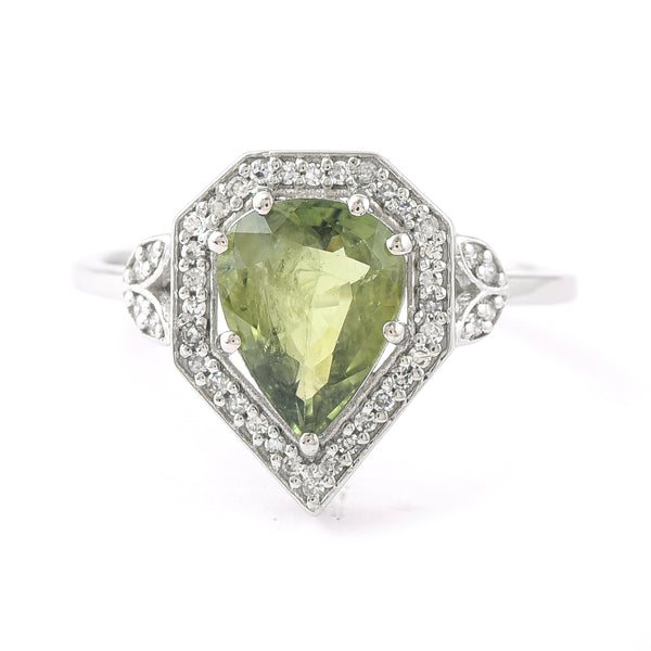 1.96 Ct Pear Mixed Cut Natural Green Sapphire 950 Platinum Ring