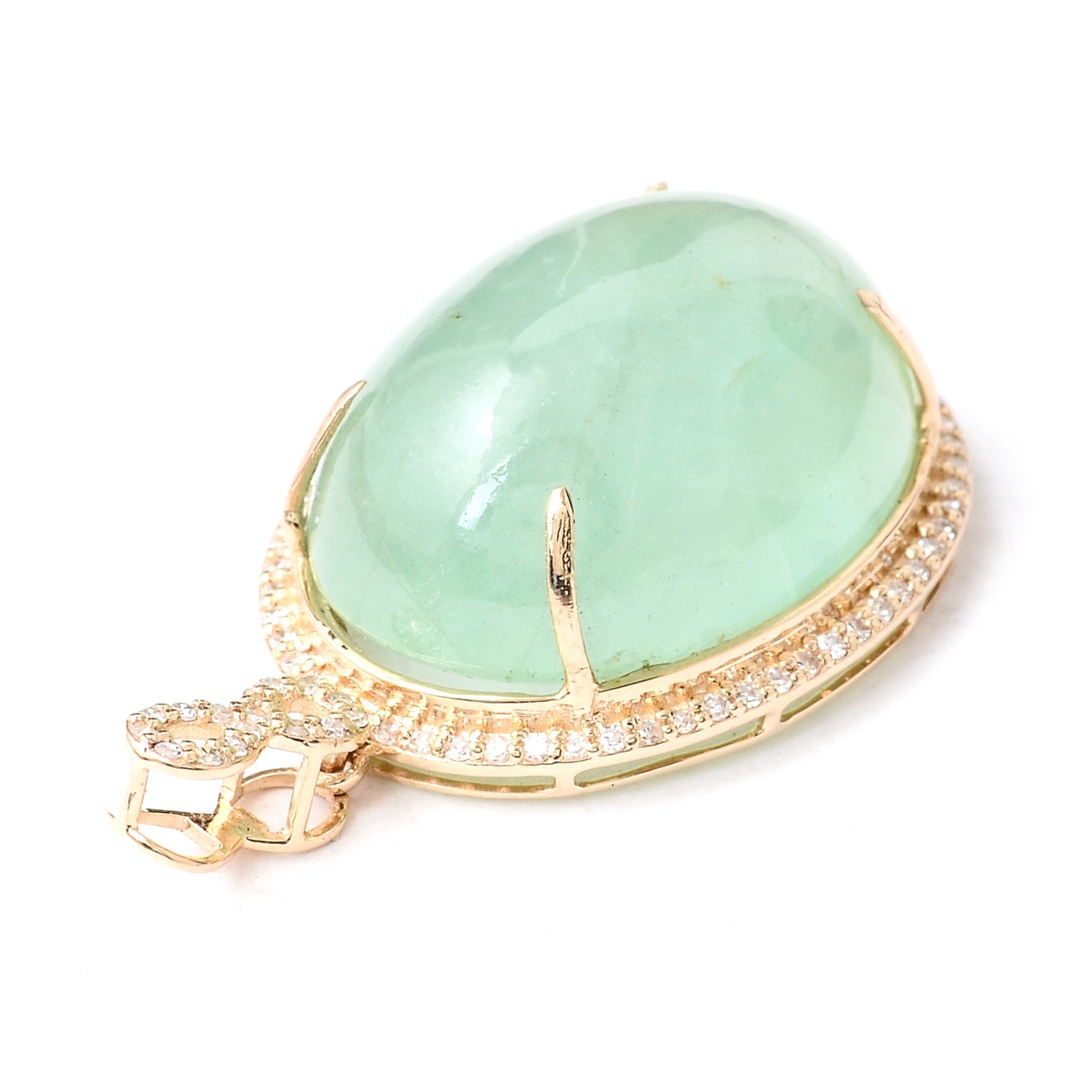 23.49 Ct Oval Cabochon Natural Beryl Emerald 14K Gold Pendant