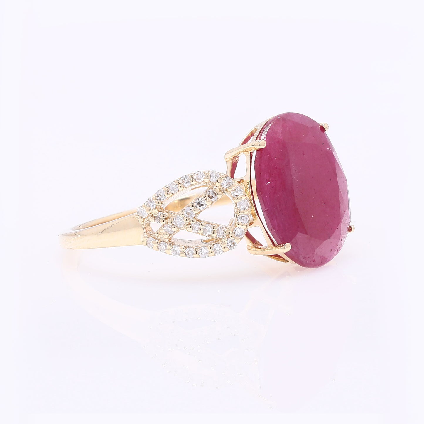 3.36 Ct Oval Mixed Cut Natural Ruby 14K Gold Ring