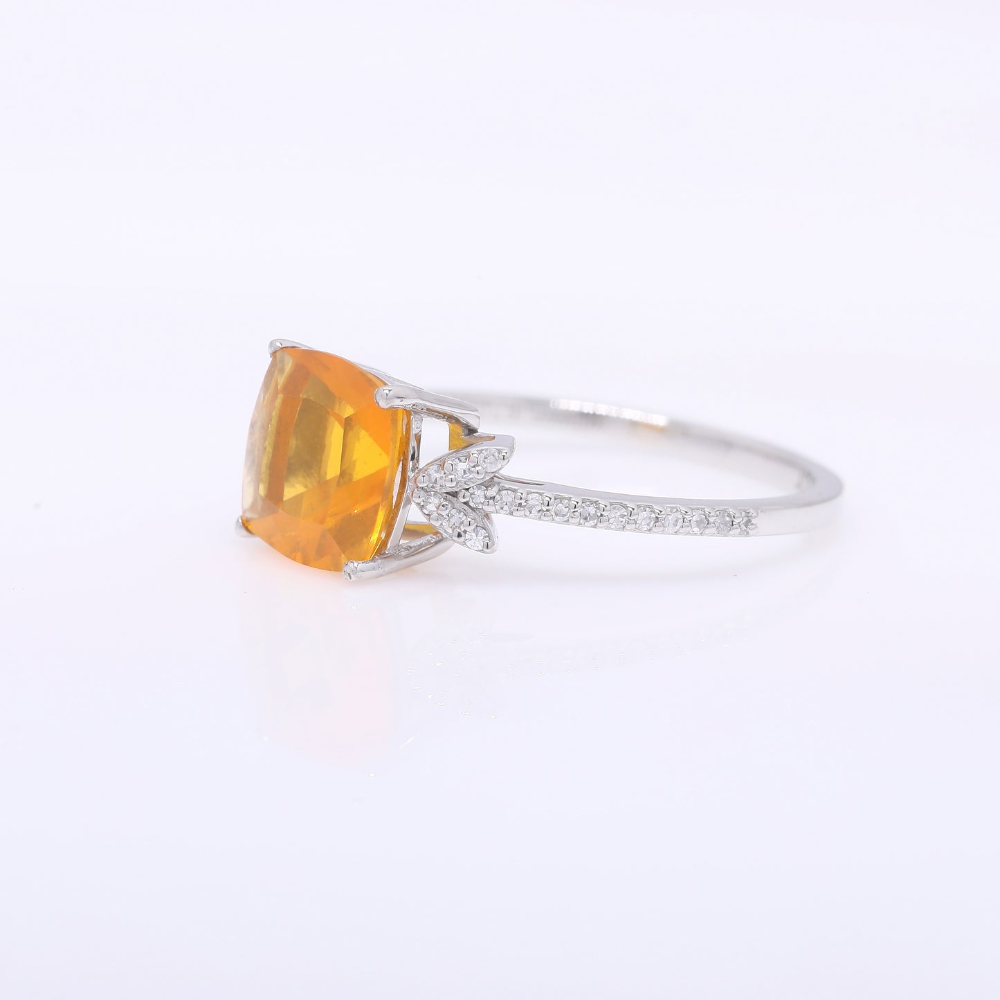 1.46 Ct Cushion Mixed Cut Natural Fire Opal 950 Platinum Ring