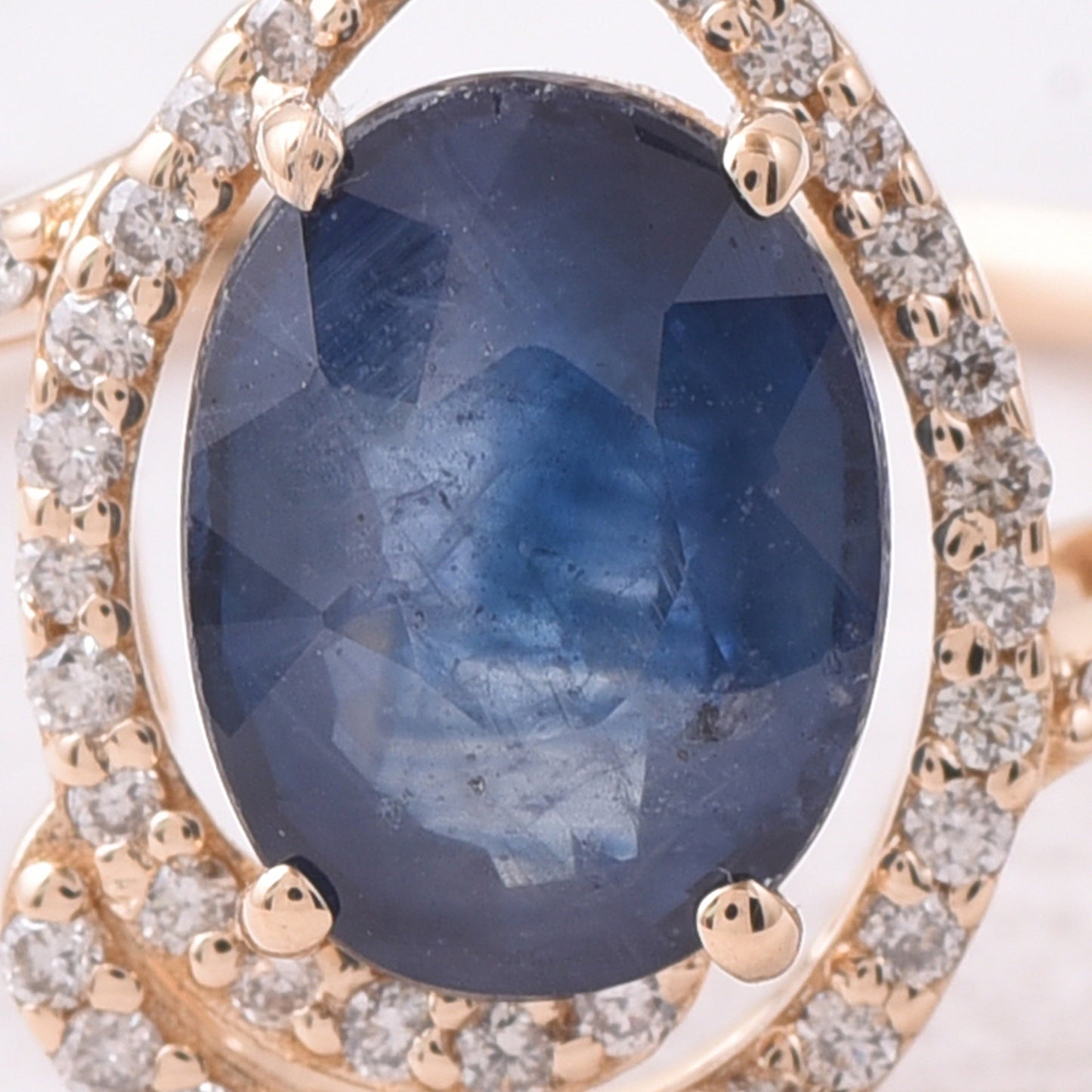 2.37 Ct Oval Mixed Cut Natural Sapphire 14K Gold Ring
