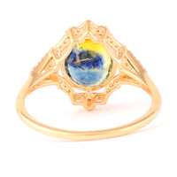 3.03 Ct Oval Mixed Cut Natural Bi Coloured Sapphire 14K Gold Ring