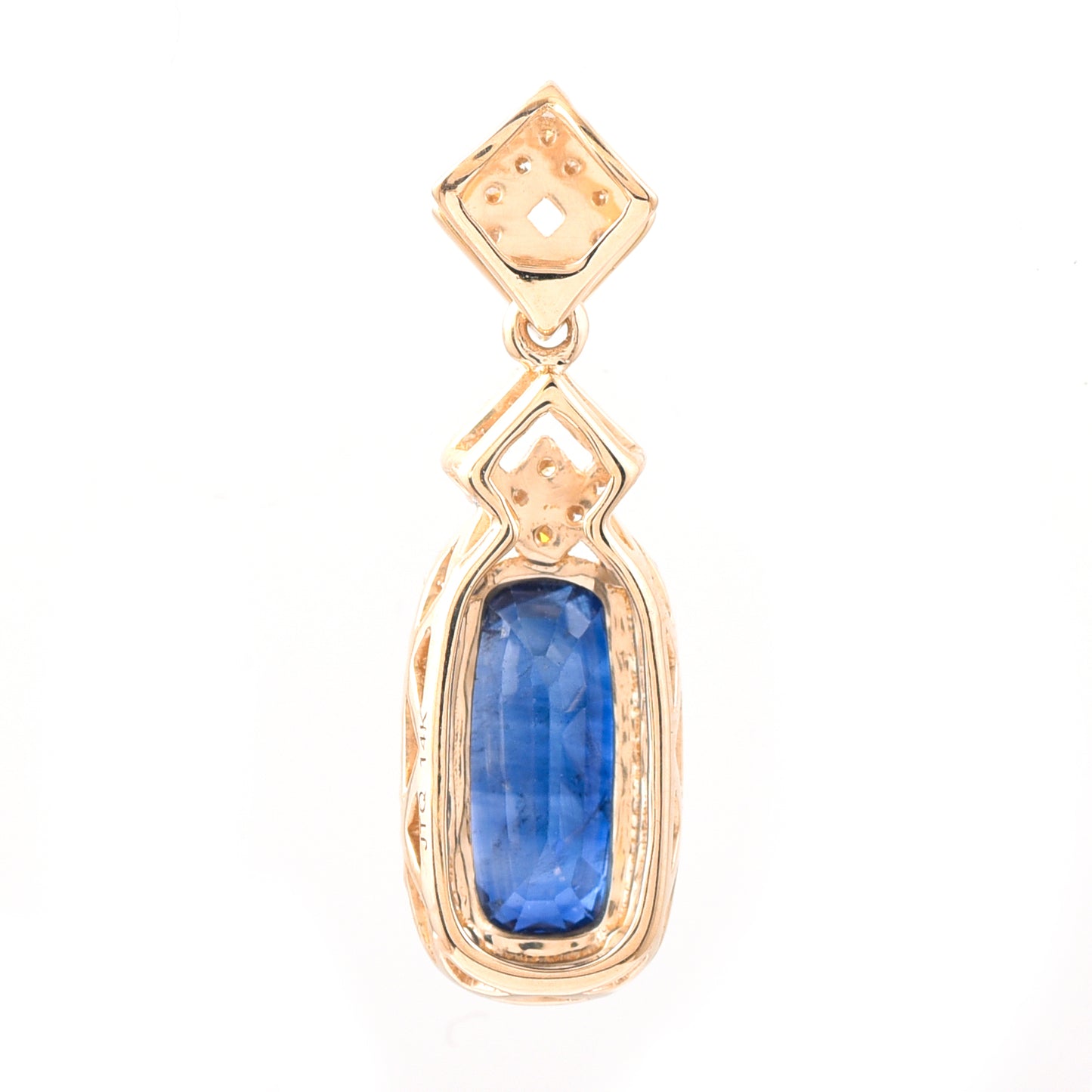 2.04 Ct Cushion Mixed Cut Natural Sapphire 14K Gold Pendant