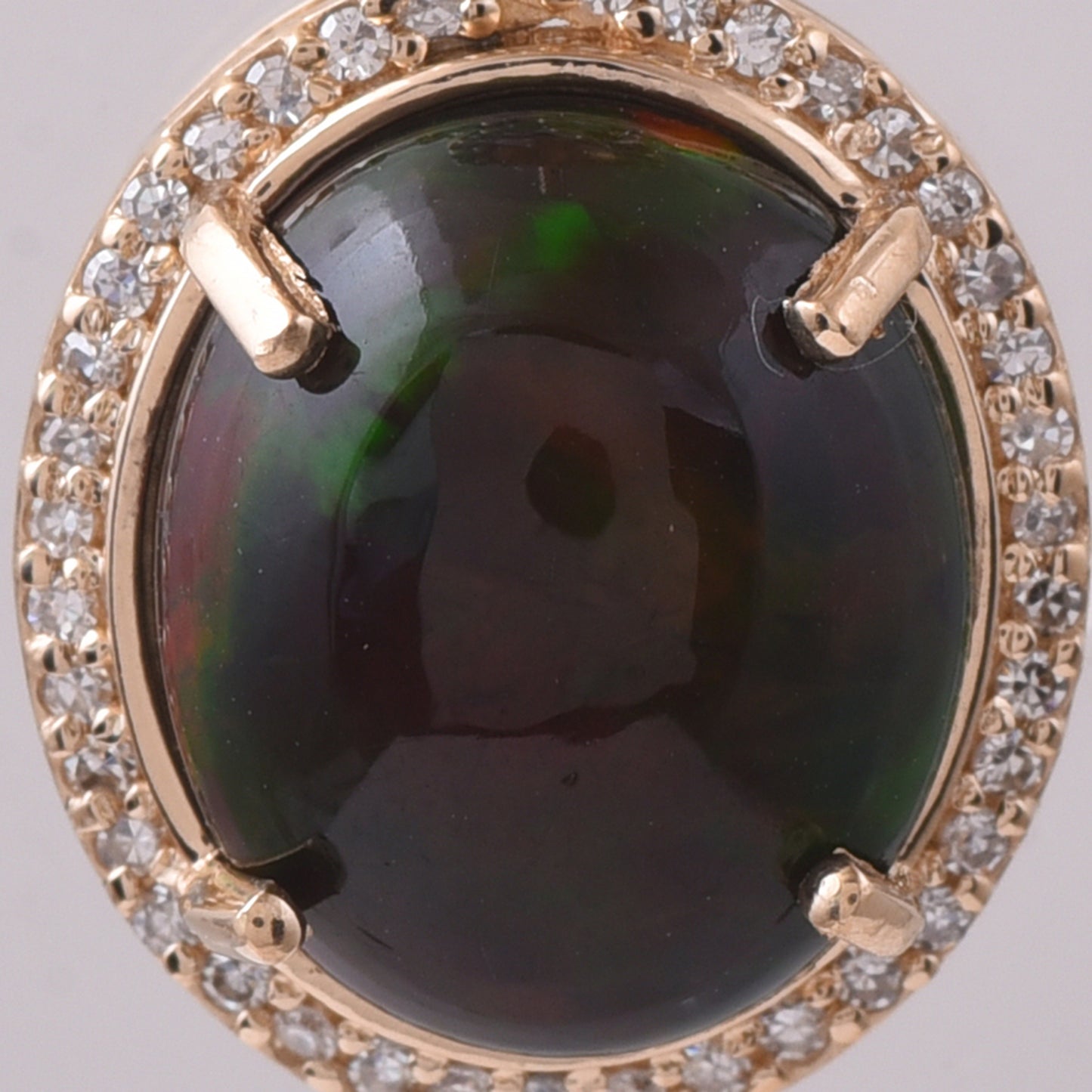 3.43 Ct Oval Cabochon Cut Natural Black Opal 14K Gold Pendant