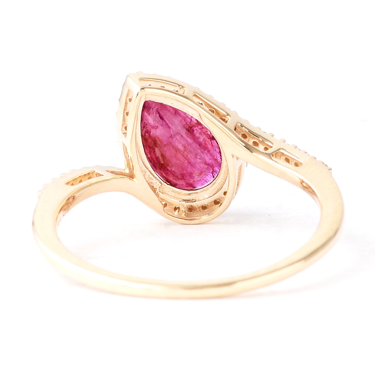 1.65 Ct Pear Mixed Cut Natural Corundum Ruby 14K Gold Ring