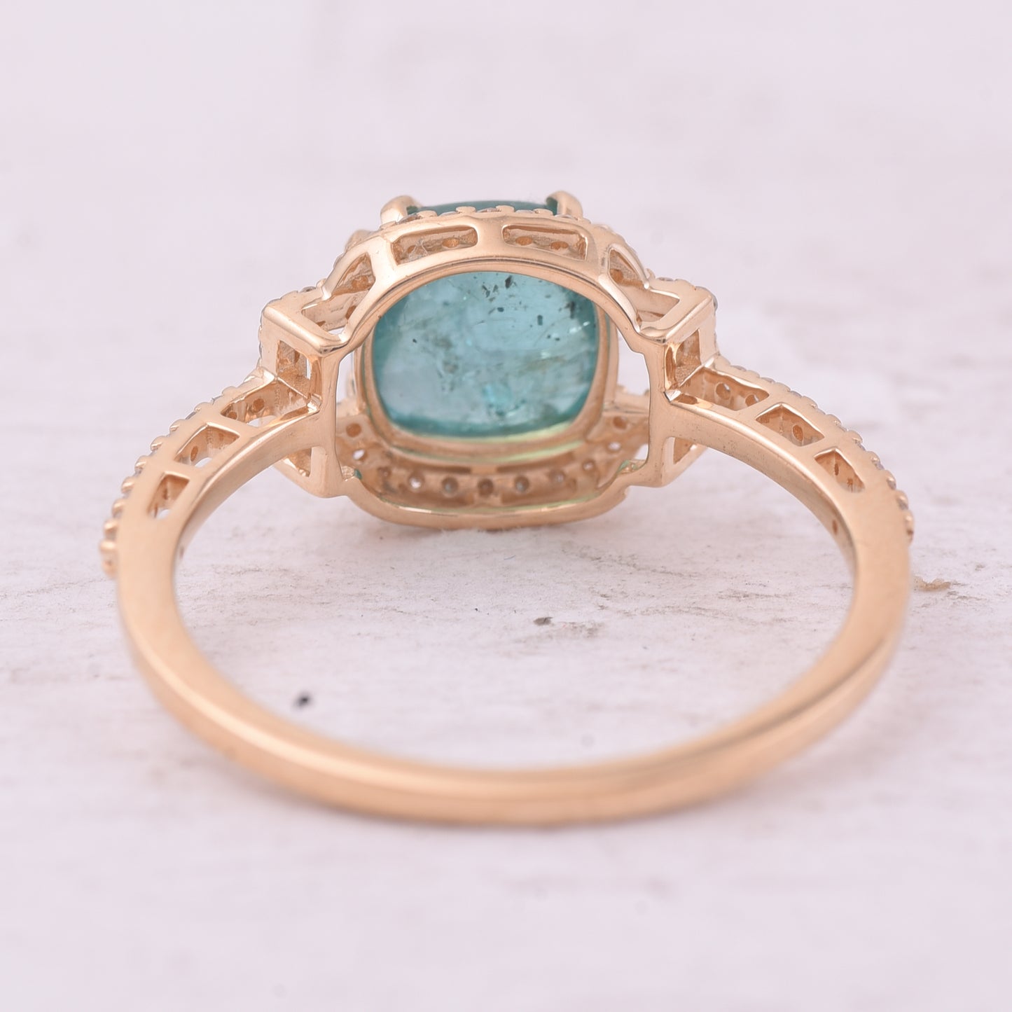 1.86 Ct Cushion Cabochon Cut Natural Emerald 14K Gold Ring