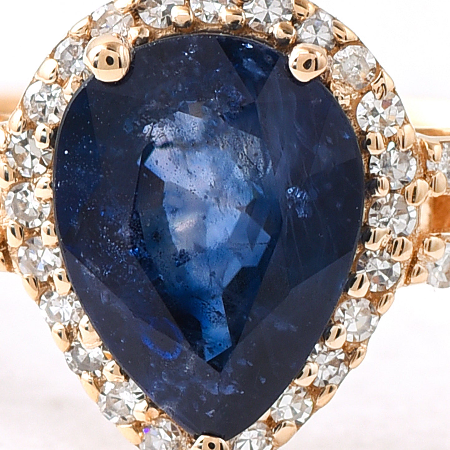 1.51 Ct Pear Mixed Cut Natural Sapphire 14K Gold Ring