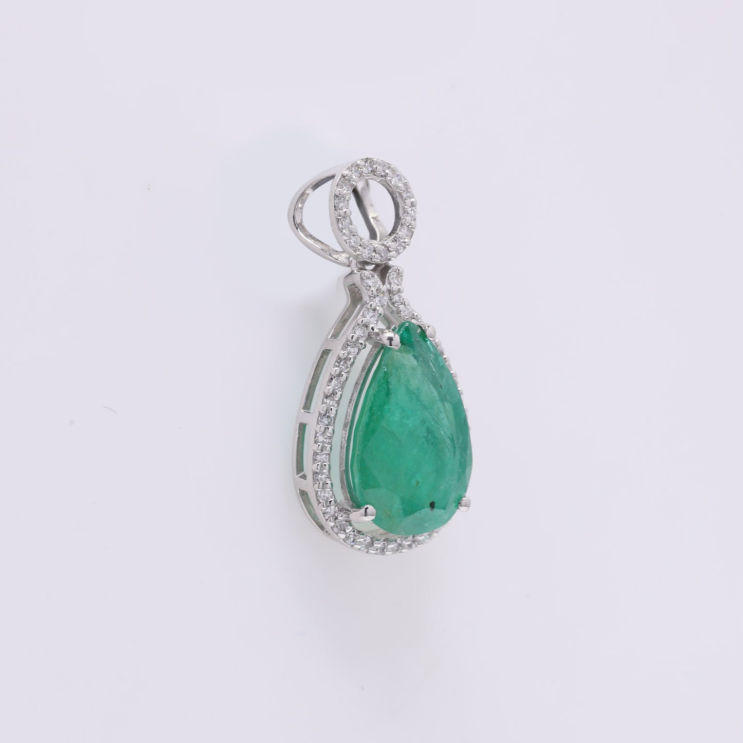 2.80 Ct Pear Mixed Cut Natural Emerald 950 Platinum Pendant