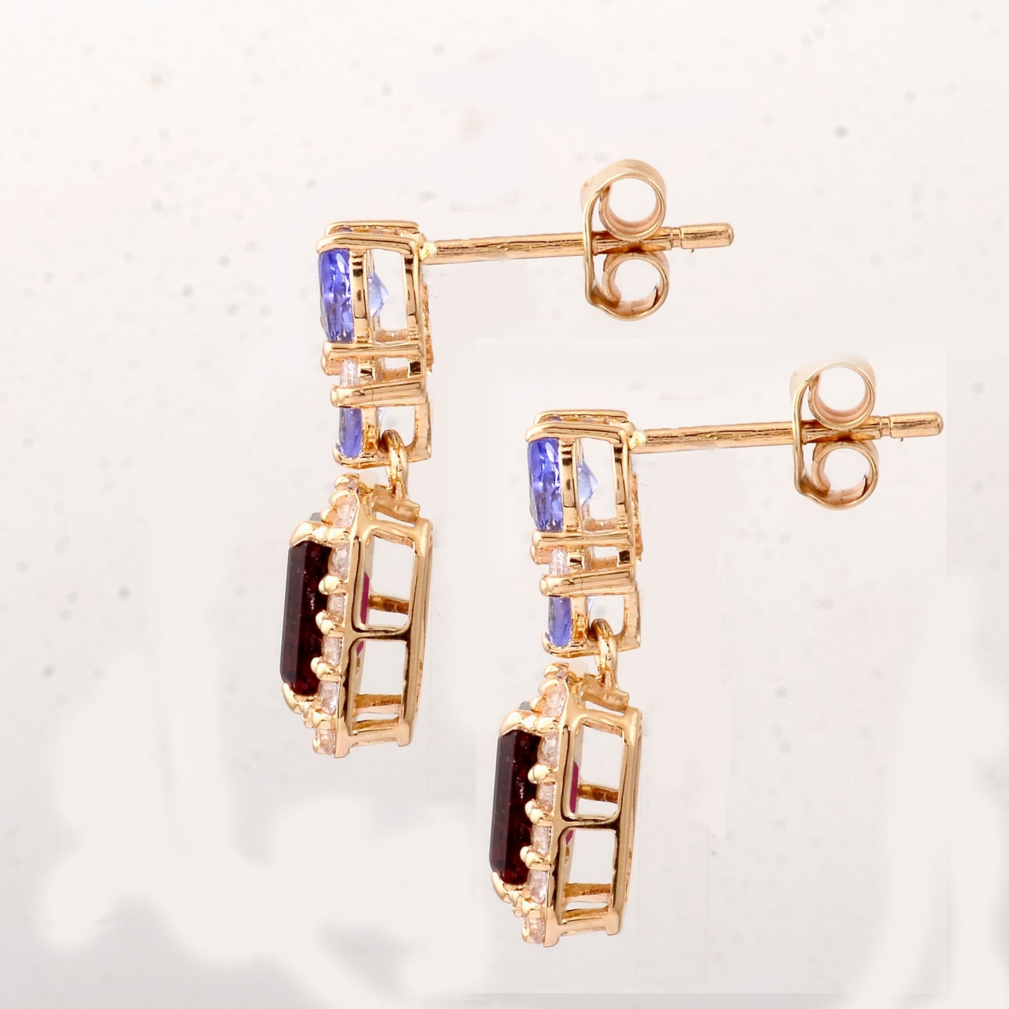 2.92 Ct Octagon Rubellite 14K Gold Earrings
