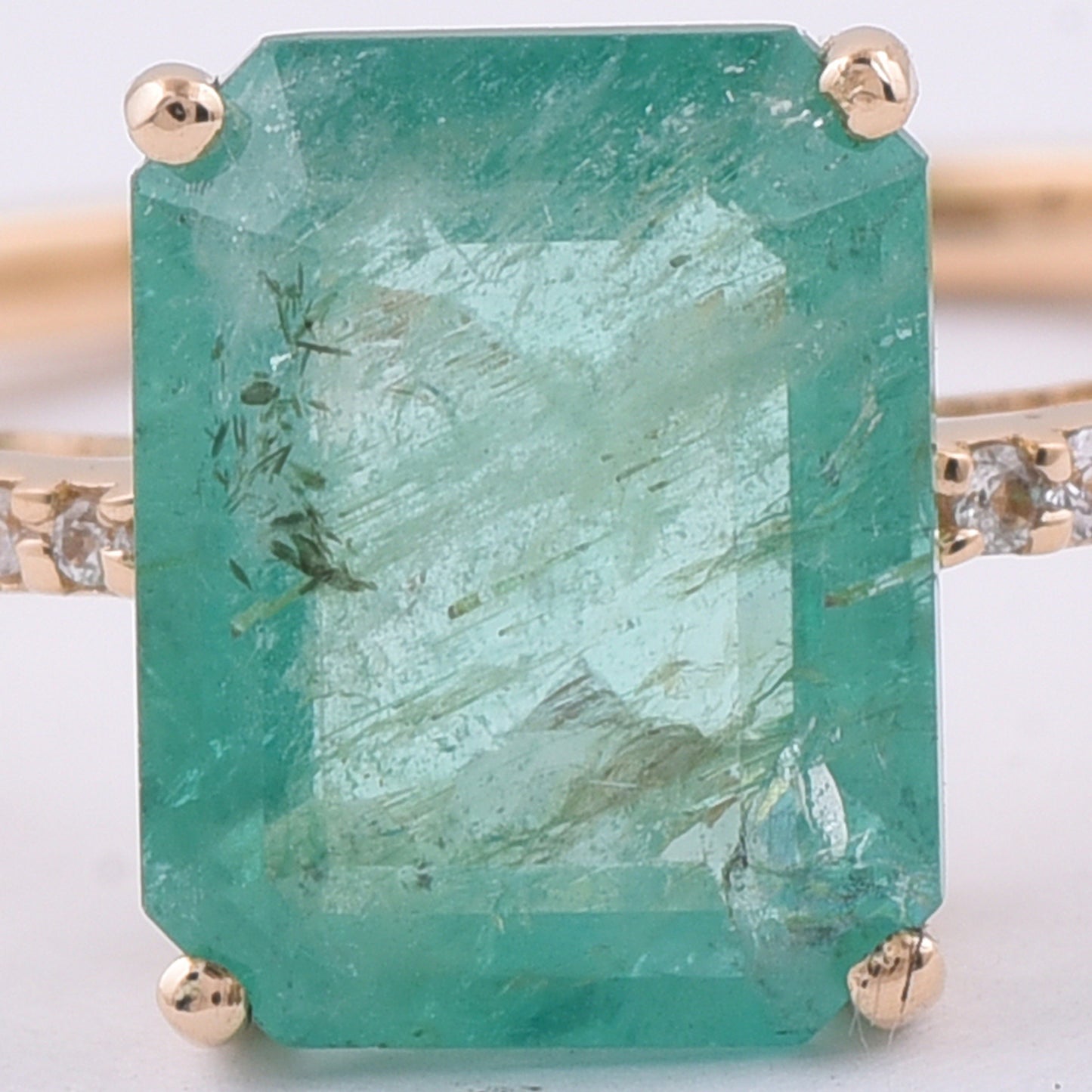 1.77 Ct Octagon Step Cut Natural Emerald 14K Gold Ring
