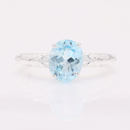 3.26 Ct Oval Blue Topaz 925 Silver Ring