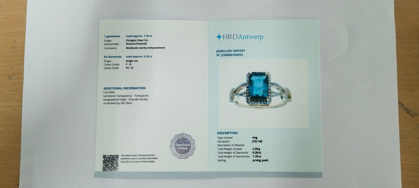 1.98 Ct Octagon Step Cut Natural Emerald 14K Gold Ring